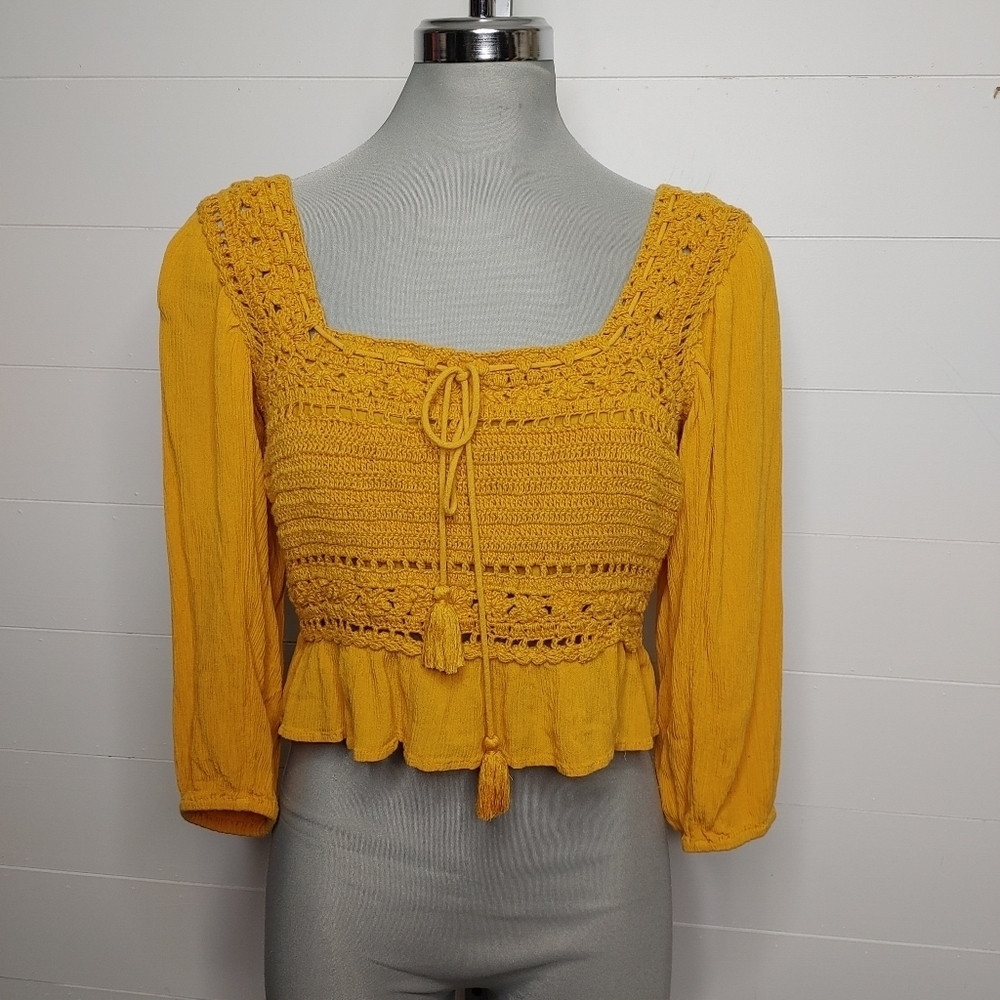 Aeo boho crochet cropped top S - Picture 2 of 11